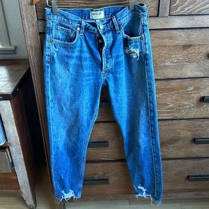 AGOLDE Button Fly Distressed Boyfriend Jeans